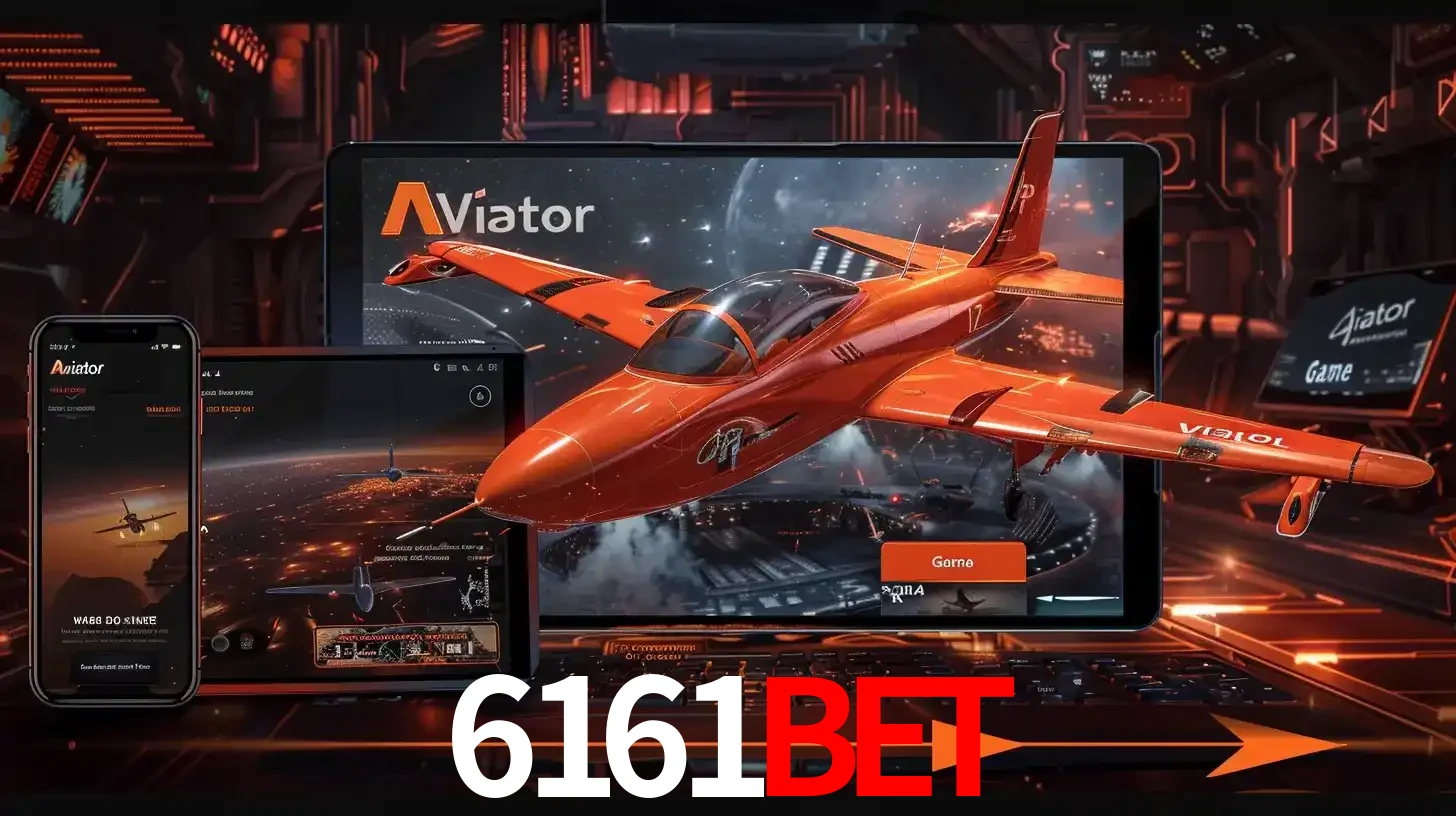 Apresentação tecnológica do jogo Aviator com um avião saindo da tela de um tablet, demonstrando a experiência imersiva em múltiplos dispositivos no 6161BET.