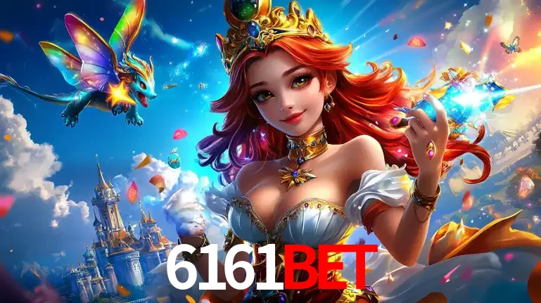 A princesa de um reino de fantasia mágico, com seu pequeno dragão, apresentando um mundo de prêmios encantados nos jogos de caça-níqueis do cassino 6161BET.